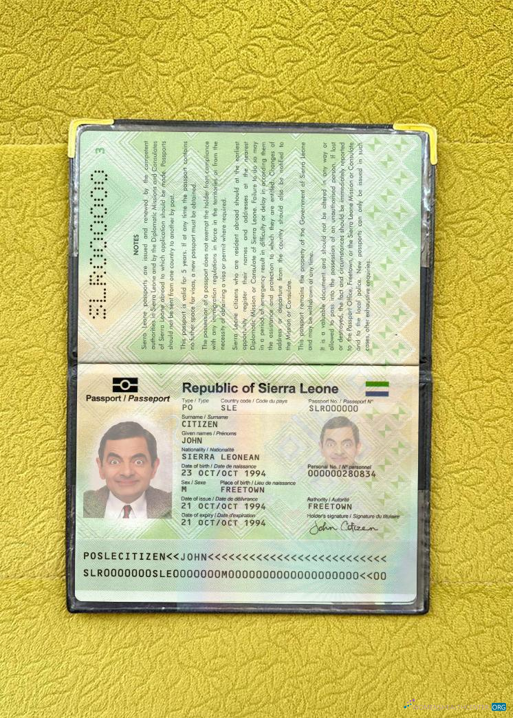 Download Sierra Leone passport 2024 present photolook Photoshop template